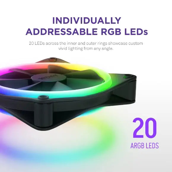 NZXT F120 RGB Duo 120mm Dual-Sided RGB Fan – Black