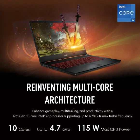 MSI Katana GF66 12 UD 15.6" 144Hz FHD Gaming Laptop - 12th Generation Intel Core i7-12700H