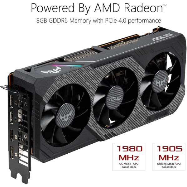 ASUS TUF Gaming 3 AMD Radeon RX 5700XT OC Edition Gaming Graphics Card (PCIe 4.0, 8GB, GDDR6, HDMI, DisplayPort, Axial-tech Fan Design, 2.7-Slot Design, Auto-Extreme) (TUF-3-RX5700XT-O8G-EVO-GAMING)
