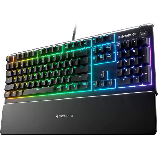 SteelSeries Apex 3 RGB Gaming Keyboard – 10-Zone RGB Illumination – IP32 Water Resistant – (Whisper Quiet Gaming Switch)