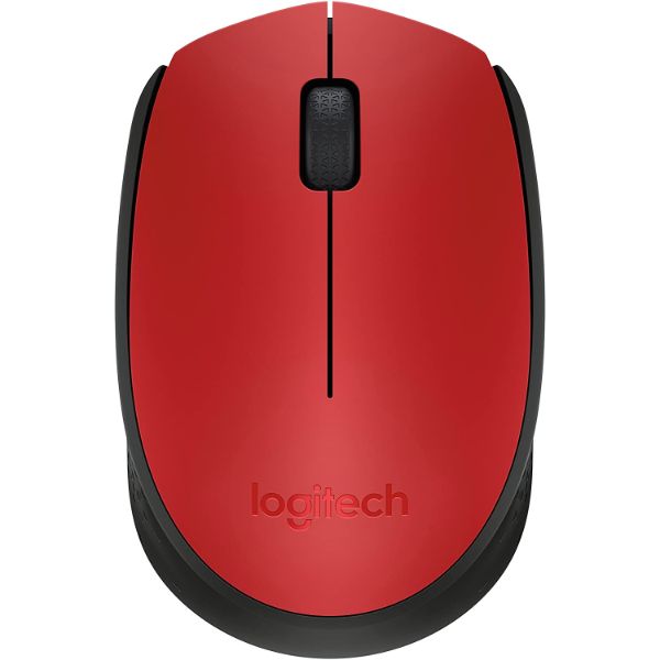 Logitech M171 Wireless Mouse, 2.4 GHz with USB Mini Receiver, Optical Tracking - Red
