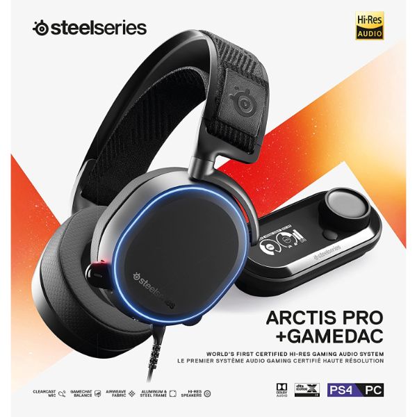 SteelSeries Arctis Pro + GameDAC Wired Gaming Headset - for PS4 and PC - Black