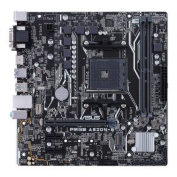 ASUS PRIME A320M-E AMD AM4 uATX motherboard with LED lighting, DDR4 3200MHz