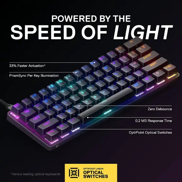 SteelSeries Apex 9 TKL Wired – Optical Mini Keyboard - Black (64847)