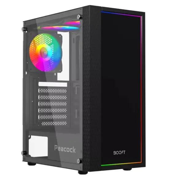 Boost Peacock Mid-Tower ATX PC Case - Black