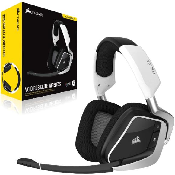 Corsair VOID RGB Elite Wireless Premium (White) Gaming Headset with 7.1 Surround Sound - Discord Certified (CA-9011202-NA)