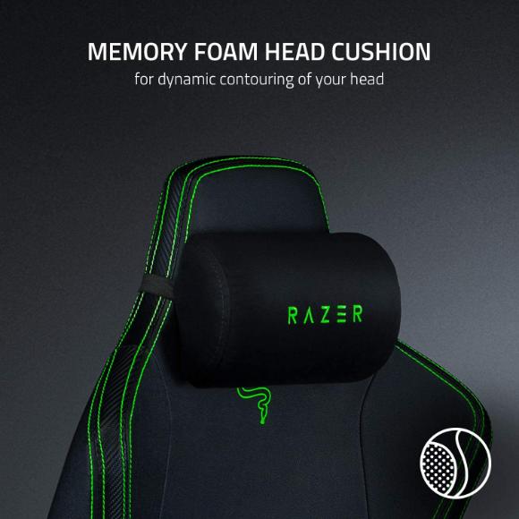 Razer Iskur Gaming-Chair: Ergonomic Lumber Support System - Memory Foam Head Cushion