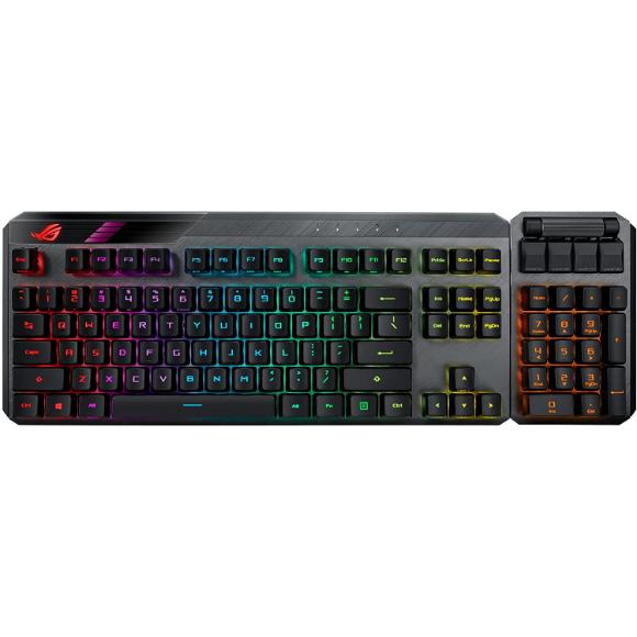 ASUS ROG Claymore II Wireless Modular Gaming Mechanical Keyboard (ROG RX Switches, Detachable numpad & Wrist Rest for TKL 80%/100%, Aura Sync, Media Controls, Fast Charge, USB 2.0 Passthrough)-Black