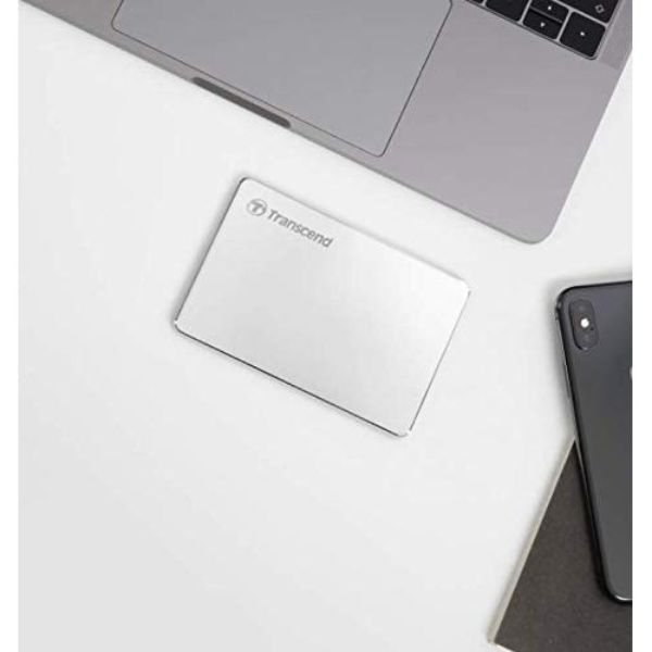 StoreJet 25C3S | Transcend 1TB Extra Slim USB 3.1 Type-C Portable Hard Drive (Silver)
