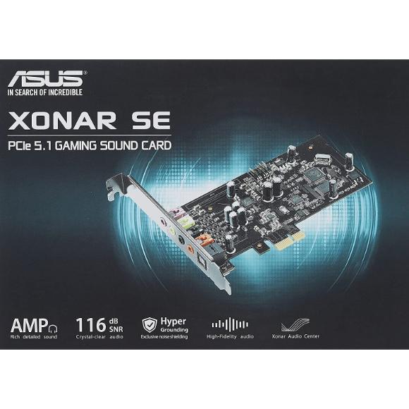 ASUS XONAR SE 5.1 Channel 192kHz/24-bit Hi-Res 116dB SNR PCIe Gaming Sound Card with Windows 10 compatibility