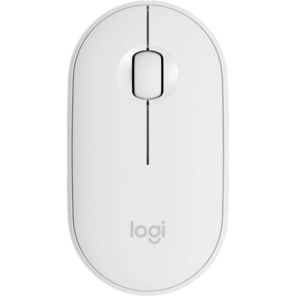 Logitech Pebble M350 Wireless Mouse with Bluetooth or USB - Silent, Slim Computer Mouse with Quiet Click for iPad, Laptop, Notebook, PC and Mac - Off White