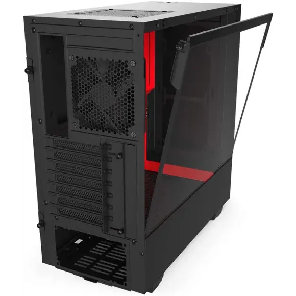 NZXT H510 Mid-Tower Case with Tempered Glass - CA-H510B-BR - Matte Black/Red