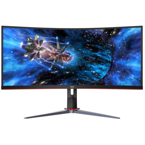 AOC LED 34" CU34G2X CURVED (VA 34” WQHD (3440 x 1440 @ 144Hz) CURVED DISPLAY, ADAPTIVE Sync, 1ms, Picture - in Picture HDR mode visual enhancement DisplayPort 1.4 x 2, HDMI 2.0 x 2, USB 3.2 Gen 1x 4.)