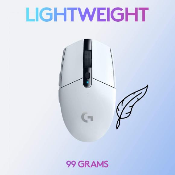 Logitech G305 Lightspeed Wireless Gaming Mouse, HERO Sensor, 12,000 DPI, Lightweight, 6 Programmable Buttons, 250h Battery Life, On-Board Memory, Compatible with PC / Mac - White