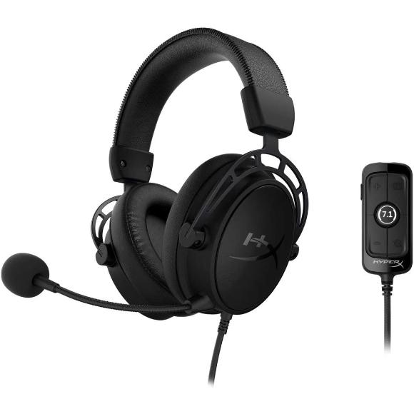 HyperX Cloud Alpha S - PC Gaming Headset, 7.1 Surround Sound, Adjustable Bass, Dual Chamber Drivers, Breathable Leatherette, Memory Foam, and Noise Cancelling Microphone - Blackout (HX-HSCAS-BK/WW)