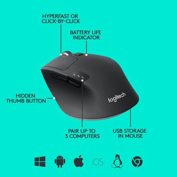 Logitech M720 Triathalon Multi-Device Wireless Mouse – Black
