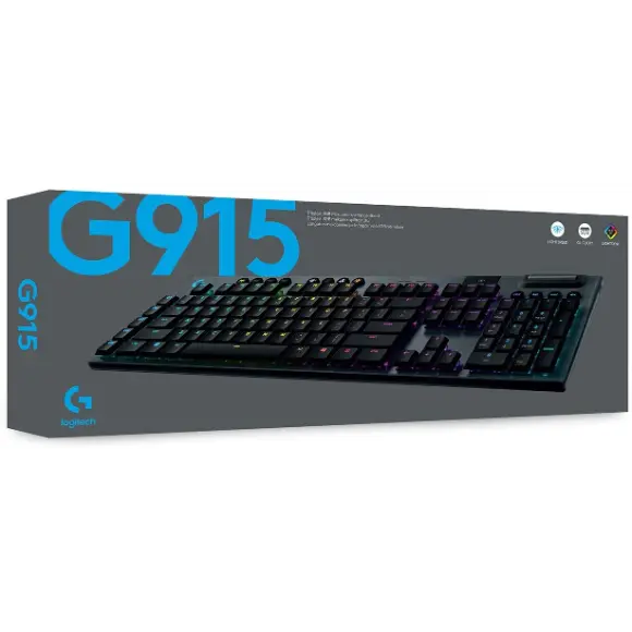 Logitech G915 Wireless Mechanical Gaming Keyboard (Clicky) - Black