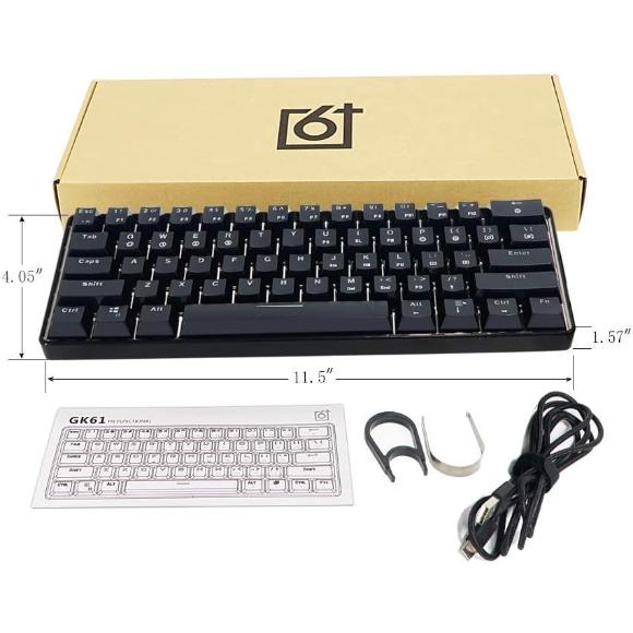 Skyloong GK61 Mechanical Gaming Keyboard - Gateron Optical Black, Blue