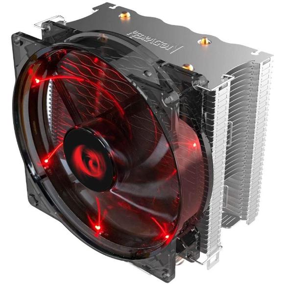 Redragon CC-1011 Reaver CPU Cooler, Slim Design, 2.0 Heatpipes, Red LED 120mm Fan x 1, Aluminium Fins for AMD Ryzen/Intel LGA1200/1151, Universal Socket Solution, 100% RAM Compatibility