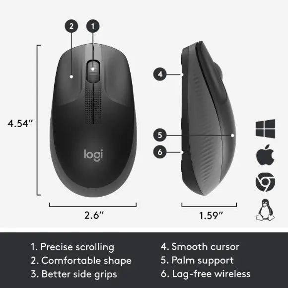 Logitech M190 Wireless Mouse - Charcoal