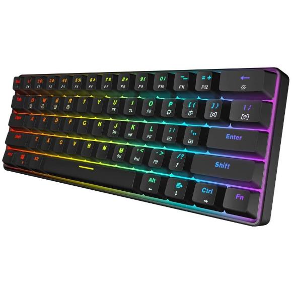 Skyloong GK61 Mechanical Gaming Keyboard - 61 Keys Multi Color RGB Illuminated LED Backlit Wired Programmable for PC/Mac Gamer (Gateron Optical Black, Blue)