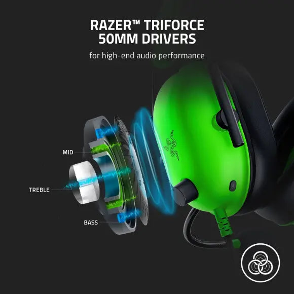 Razer BlackShark V2 X Gaming Headset: 7.1 Surround Sound - 50mm Drivers - Green