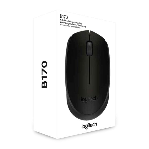Logitech B170 Wireless Mouse, 2.4 GHz with USB Nano Receiver, Optical Tracking - Black