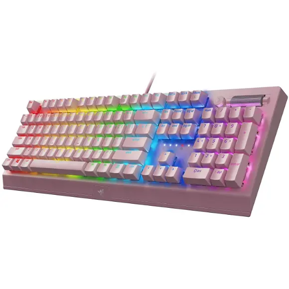 Razer BlackWidow V3 Mechanical Gaming Keyboard: Green Mechanical Switches - Tactile & Clicky - Quartz Pink