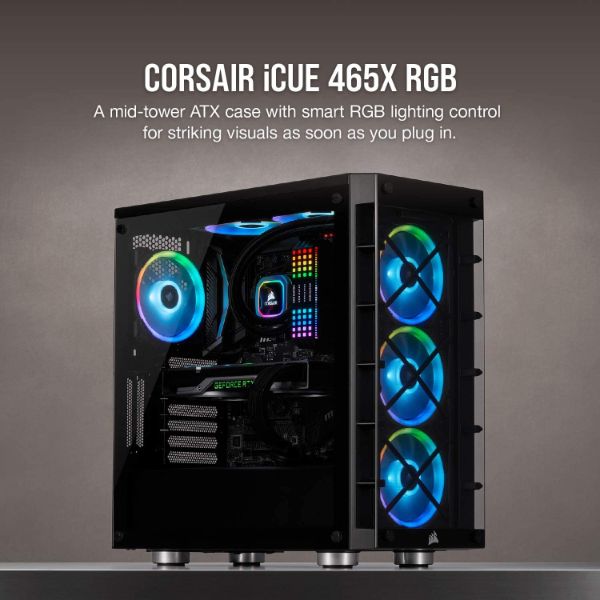Corsair iCue 465X RGB Mid-Tower ATX Smart Case, Black