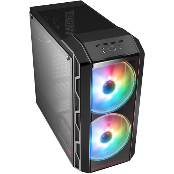 Cooler Master MasterCase H500 ARGB Airflow ATX Mid-Tower with Mesh & Transparent Front Panel Option, Dual 200mm ARGB Fans, Tempered Glass & ARGB Lighting System