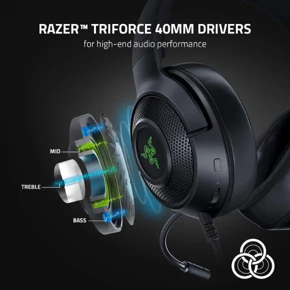 Razer Kraken V3 X Gaming Headset: 7.1 Surround Sound - Classic Black