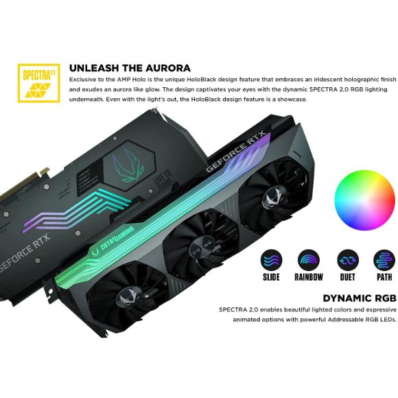 ZOTAC Gaming GeForce RTX 3080 Ti AMP Holo 12GB GDDR6X 384-bit 19 Gbps PCIE 4.0 Gaming Graphics Card, HoloBlack, IceStorm 2.0 Advanced Cooling, Spectra 2.0 RGB Lighting, ZT-A30810F-10P