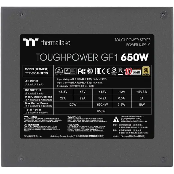 Thermaltake Toughpower GF1 650W 80+ Gold Power Supply