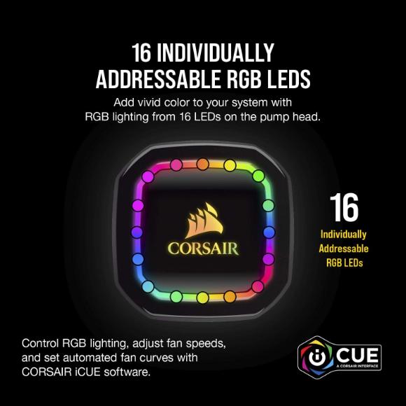 Corsair iCUE H100i RGB Pro XT, 240mm Radiator, Dual 120mm PWM Fans, Software Control, Liquid CPU Cooler