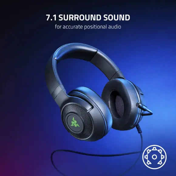 Razer Kraken V3 X Gaming Headset: 7.1 Surround Sound - Classic Black