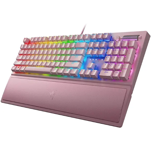 Razer BlackWidow V3 Mechanical Gaming Keyboard: Green Mechanical Switches - Tactile & Clicky - Quartz Pink