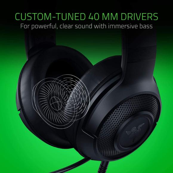 Razer Kraken X Ultralight Gaming Headphones: 7.1 Surround Sound - Black
