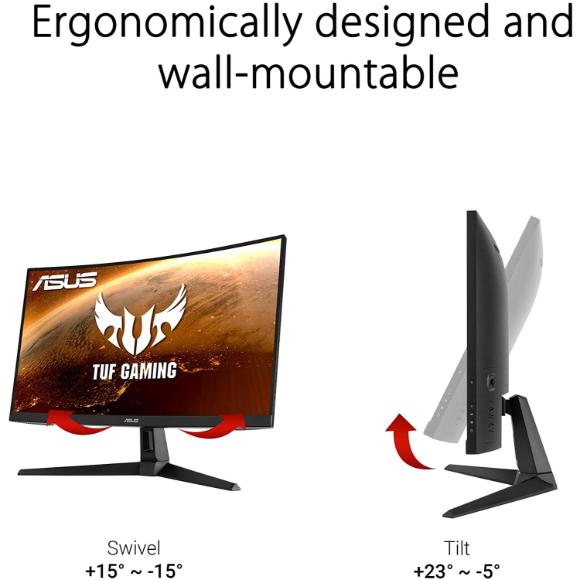ASUS TUF Gaming VG27VH1B 27” Curved Monitor, 1080P Full HD, 165Hz (Supports 144Hz) - BLACK