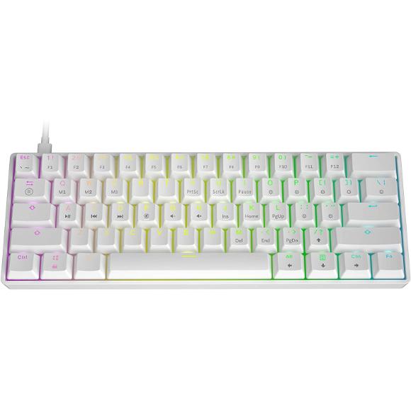 Skyloong GK61 Mechanical Gaming Keyboard - 61 Keys Multi Color RGB Illuminated LED Backlit Wired Programmable for PC/Mac Gamer (Gateron Optical Blue, White)