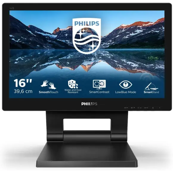 Philips 162B9T - 16 HD inch Touch Monitor, 60Hz, 4ms, TN, Speakers, Height Adjust (1366 x 768, 220 cd/m² HDMI/DVI/VGA/DP/USB 3.1)