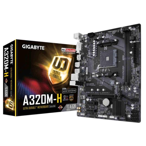Gigabyte GA-A320M-H Ultra Durable Motherboard with Fast Onboard Storage with NVMe,PCIe Gen3 x4 110mm M.2