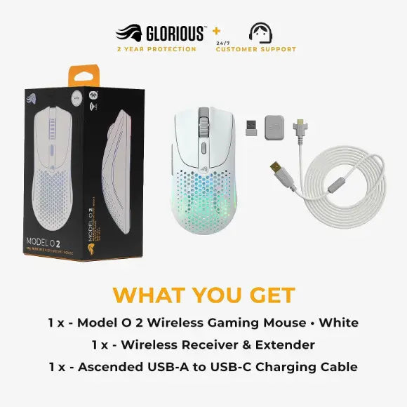 Glorious Model O2 Wireless Gaming Mouse - Matte White