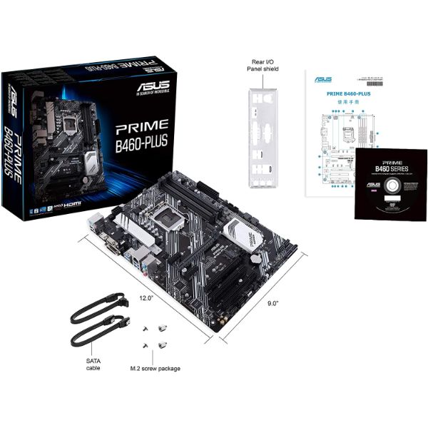 ASUS Prime B460-PLUS LGA 1200 (Intel 10th Gen) ATX Motherboard (Dual M.2, 1Gb LAN, USB 3.2 Gen 1 Ports, HDMI, DisplayPort and Aura Sync RGB)