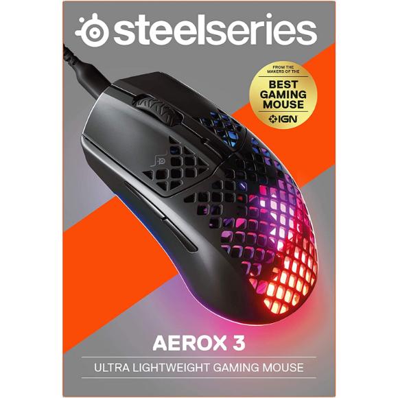 SteelSeries Aerox 3 - Super Light Gaming Mouse - 8,500 CPI TrueMove Core Optical Sensor
