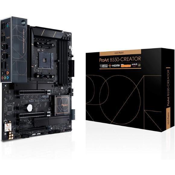 ASUS ProArt B550-Creator AMD (Ryzen 5000/3000) ATX Content Creator Motherboard (Thunderbolt 4, Dual M.2, PCIe 4.0, Dual 2.5 Gb LAN, DisplayPort/HDMI, USB 3.2 Gen 2 Type-A and Type-C, and RGB headers)