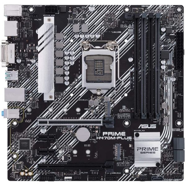 ASUS Prime H470M-PLUS/CSM LGA1200 (Intel 10th Gen) Micro-ATX Motherboard (HDMI, Dual M.2, Intel 1Gb LAN, USB 3.2 Gen 2 Type-C and ASUS Control Center Express)