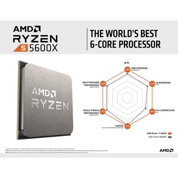 AMD Ryzen 5 5600X Processor (6C/12T, 35MB Cache, up to 4.6 GHz Max Boost)
