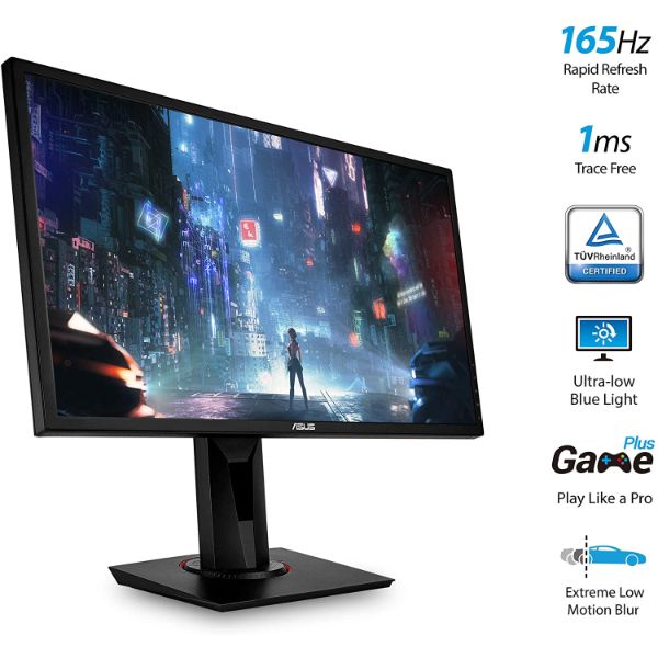 Asus VG248QG 24” Gaming Monitor, 1080P Full HD, 165Hz (Supports 144Hz), G-SYNC Compatible, 0.5ms, Extreme Low Motion Blur, Eye Care, DisplayPort HDMI DVI,Black