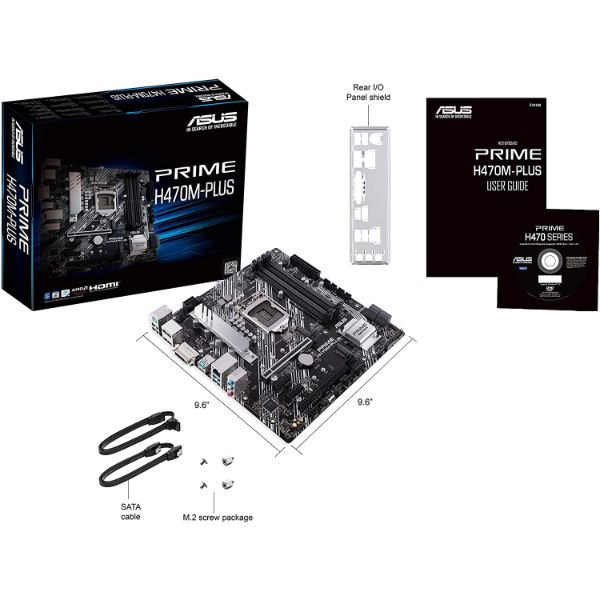 ASUS Prime H470M-PLUS/CSM LGA1200 (Intel 10th Gen) Micro-ATX Motherboard (HDMI, Dual M.2, Intel 1Gb LAN, USB 3.2 Gen 2 Type-C and ASUS Control Center Express)