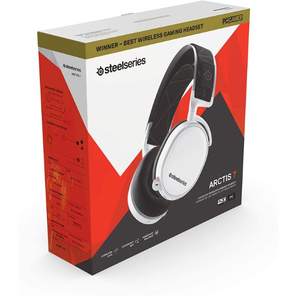 SteelSeries Arctis 7 - (2019 Edition) Lossless Wireless Gaming Headset with DTS Headphone: X v2.0 Surround - For PC and PlayStation 4 - White